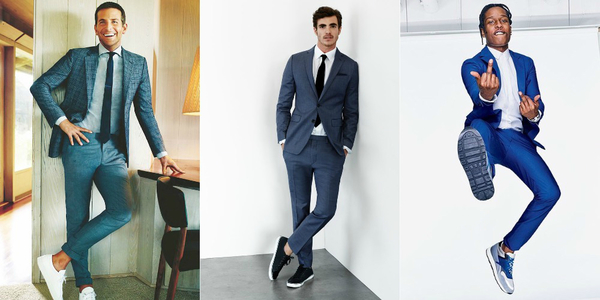 3 piece suit with sneakers