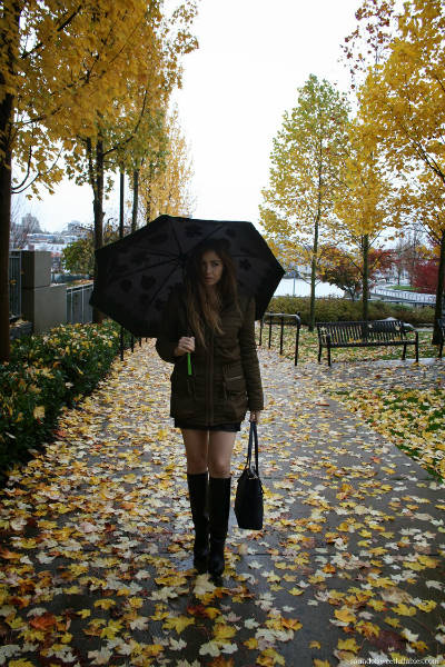 When It Rains..., rain, umbrella, outfit, fall