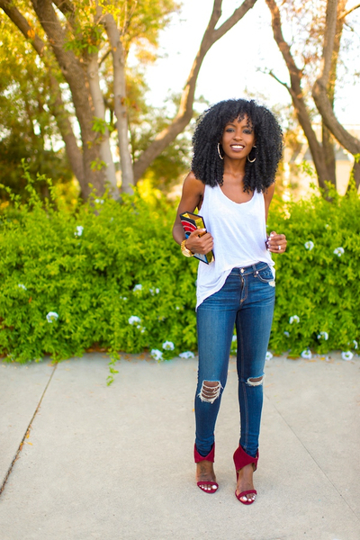 White Tank + Ripped Jeans