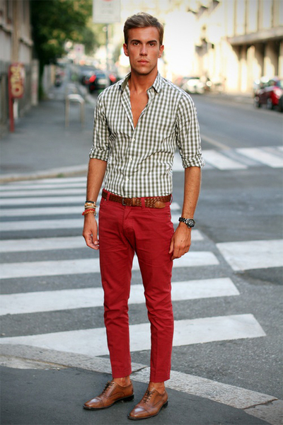 Red, casual, men's fashion