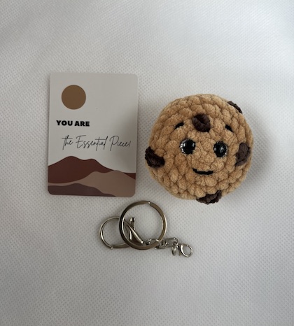 Choco Chip Cookie  - Happy - made in vermont, loopy vt, loopyvt, vermont made, vermont, VT, vermont keychain, chocolate chip, vermont cookie, homemade cookie, christmas cookie