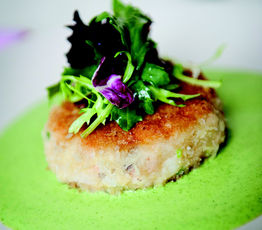 Chives' Fishcakes with Spinach Sauce
