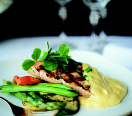 Honey Roasted Salmon with Mousseline Sauce