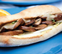 Mixed Mushroom Panini with Sweet onion and Emmenthal Cheese