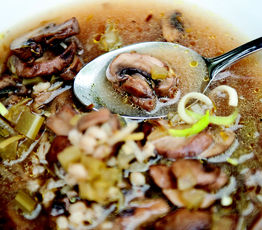 Mixed Mushroom Soup with Fresh Thyme and Leeks