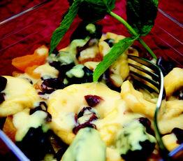 Winter Fruit Compote with Custard Sauce