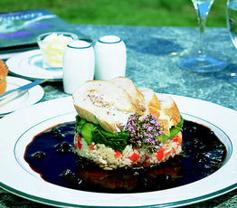 Stuffed Chicken Breasts with Blueberry-Maple Sauce