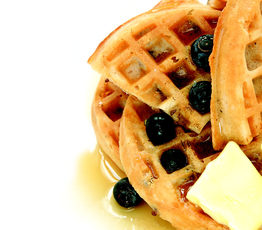 Blueberry Waffles with Maple Syrup