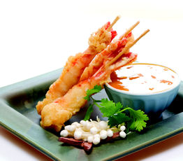 Shrimp in Tempura with Mango and Molasses Dip