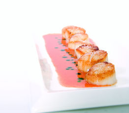 Seared Scallops with a Carrot Juice Reduction