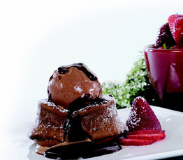 Molten Chocolate with Chocolate Gelato and Fresh Berries