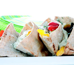 Grilled Vegetable Pita Pockets with Creamy Dill Mayo