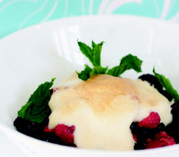 Maple Sabayon on Marinated Berries