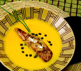 Butternut Squash Soup with Sauteed Quebec Foie Gras