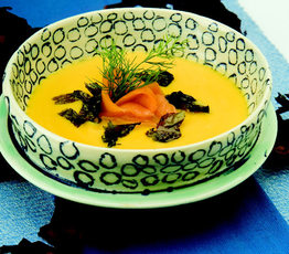 Squash Soup with Bay of Fundy Dulse and Smoked Salmon