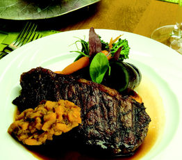 Grilled Strip Loin with Butternut Squash, Cumin and LimeCondiment