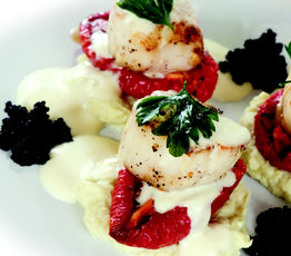 Pan Fried Scallops and Artichoke Puree