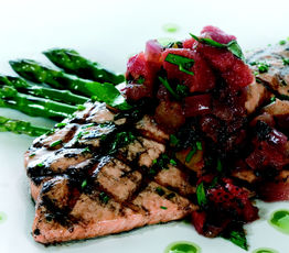 Grilled Sockeye Salmon with Charred Tomato Relish