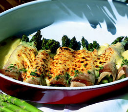 Fresh Asparagus and Ham Gratin