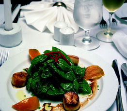 Baby Spinach Salad with Grilled Scallops and Roasted Beets