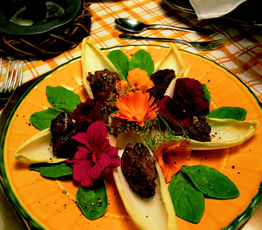 Chicken Liver Flambe in Brandy on Belgian Endive