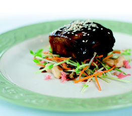General Tao Bacon with Crunchy Cashew Coleslaw