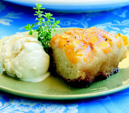 Okanagan Fruit Upside Down Cake with Lemon Thyme Ice Cream