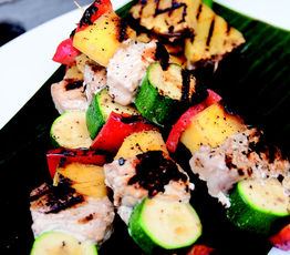 Sesame-Halibut Kebabs with Pineapple and Honey