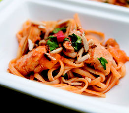 Chicken and Artichoke Pasta with Almonds