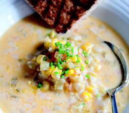 Rosy Celery Soup with Corn