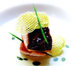 Smoked Yukon Gold Potato Chowder with Seared Arctic Char