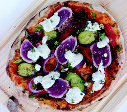 Tuna Pizza "Nicoise" with Lemon Caper Aioli