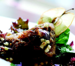 Crispy Duck Confit with Head Lettuce and Cider Vinaigrette