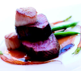 Grain-fed Veal Tenderloin, Caramelized Digby Scalops and Carrot "Hollandaise"