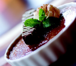 Caramel Creme Brulee with Chocolate Biscotti