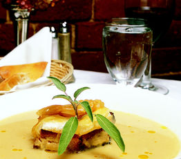 Roasted Onion and Garlic Soup with Brie Croutons and Carmelized Onion (Minestra di Cipolle e Aglio Arrosto)