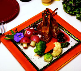 Roasted Rack of Lamb with Sun-Dired Berry Port Wine Sauce