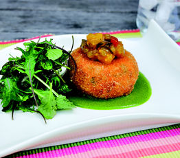 Chives' Fishcakes with Spinach Sauce