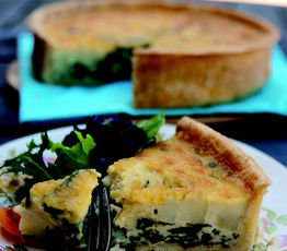 Potato, Bacon and Braised Collard Greens Quiche