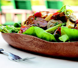 Wurst Salad with Emmenthal, Tomato and Celery Hearts