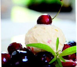 Cherries Jubilee with Vanilla Iced Milk