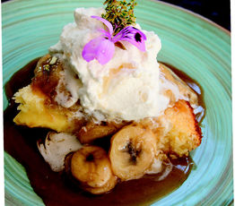 Impossible Pie with Butterscotch Bananas