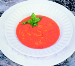 Roasted Red Pepper Soup with Yellow Pepper Puree
