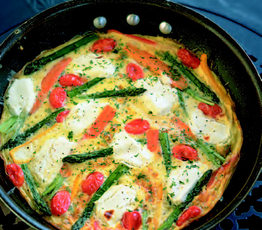Spring Vegetable Frittata with Goat Cheese