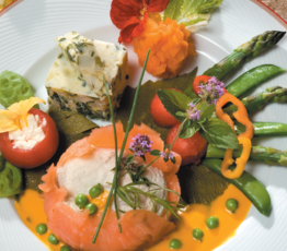 Poached Halibut with Leek Veloute Sauce
