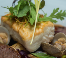 Roasted Atlantic Halibut in a Mushroom Broth