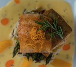 Pan-Roasted Arctic Char with Orange Rosemary Beurre Blanc