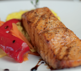 Planked Maple Salmon with Port-Balsamic Glaze