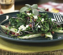 Pomegranate, Pear and Kale Salad with Maple Cider Dressing