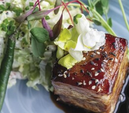 Sichuan Pork Belly with Star Anise and Napa Chili Slaw